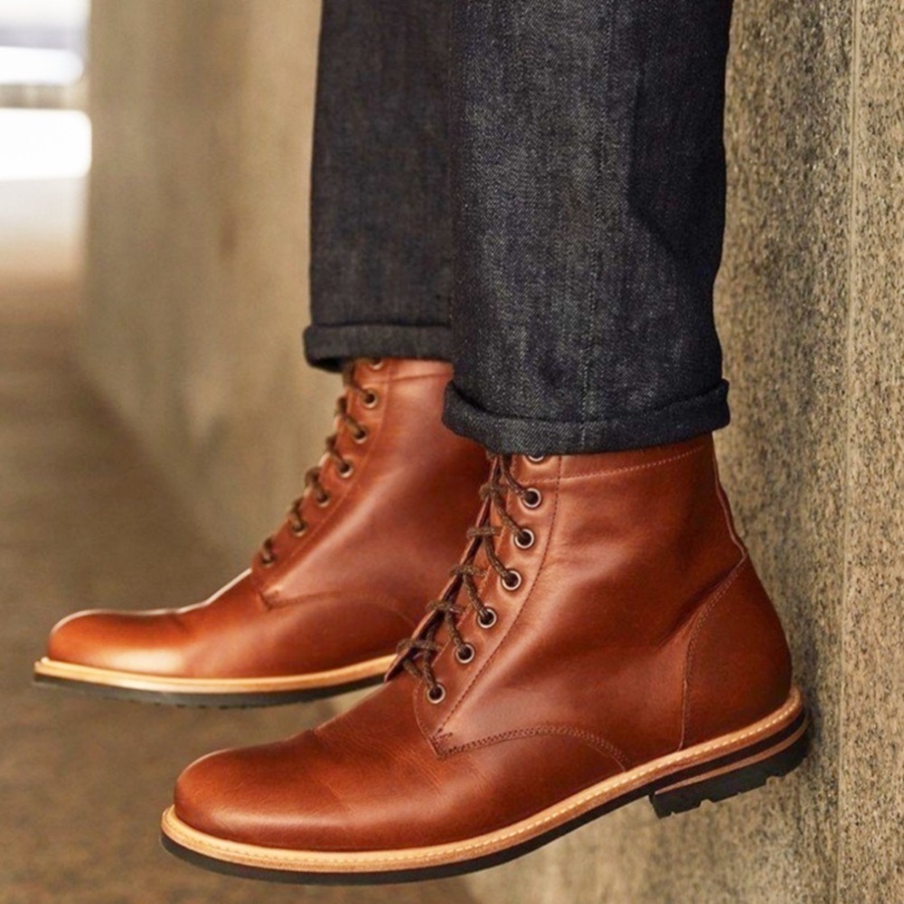 Nisolo All Weather Andres Men’s Brandy Leather Boots Size 9 - Picture 2 of 8